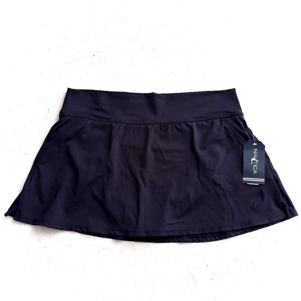 Nautica Nwt Navy Blue Wide Waistband Skirted Swim Skirt Bikini Bottom